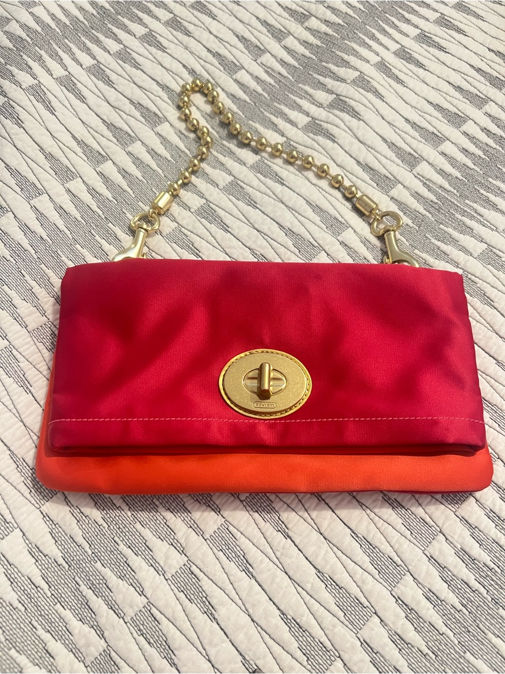 Coach Satin bag/Clutch with gold chain